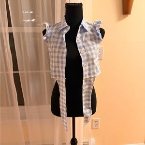 Blue Gingham Sleeveless Blouse